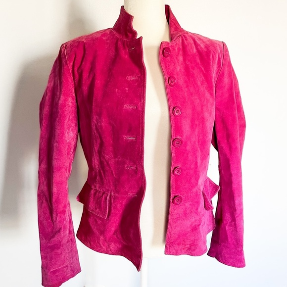 Barbiecore Hot Pink Genuine Leather Suede Jacket - Picture 6 of 6
